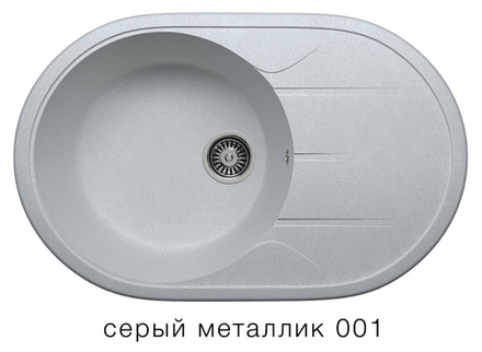 Кухонная мойка Tolero R-116 775x510мм Серый металлик №001