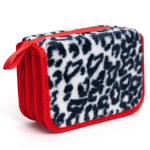 Пенал 3 отделения Alingar, искусственный мех, молния, 120 х 190 мм, "Леопард", микс (пятна леопарда)