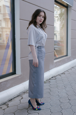 Юбка прямая Mila Bezgerts 2883АЕ, цвет Серый, размер 46