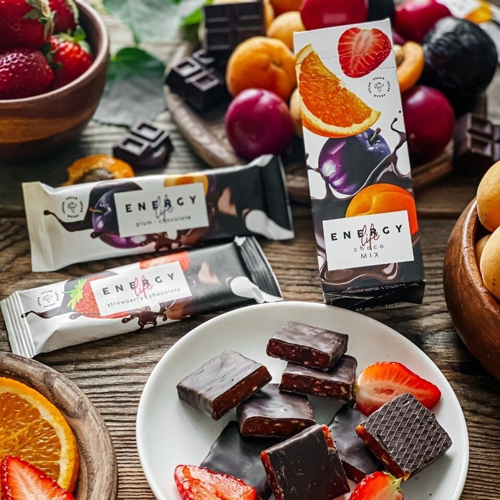 Energy Life Фруктовые батончики "Шоколадный МИКС" 4шт по 40гр