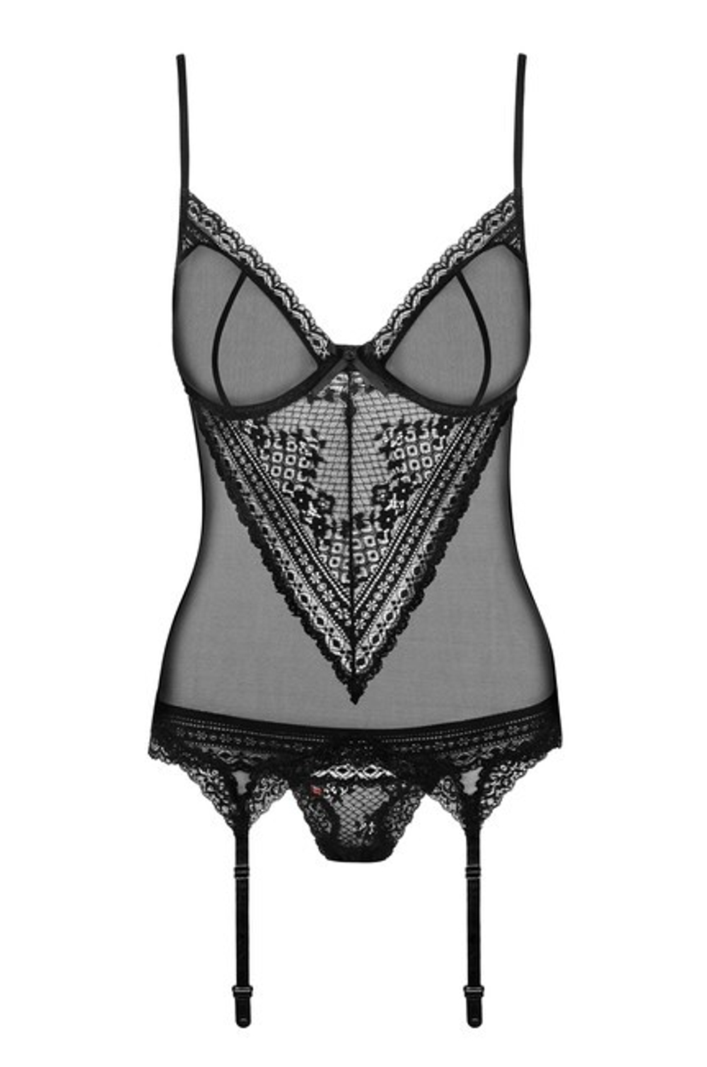 Черное ками кружевное Picantina Corset SM (42-44) (Цвет: черный)