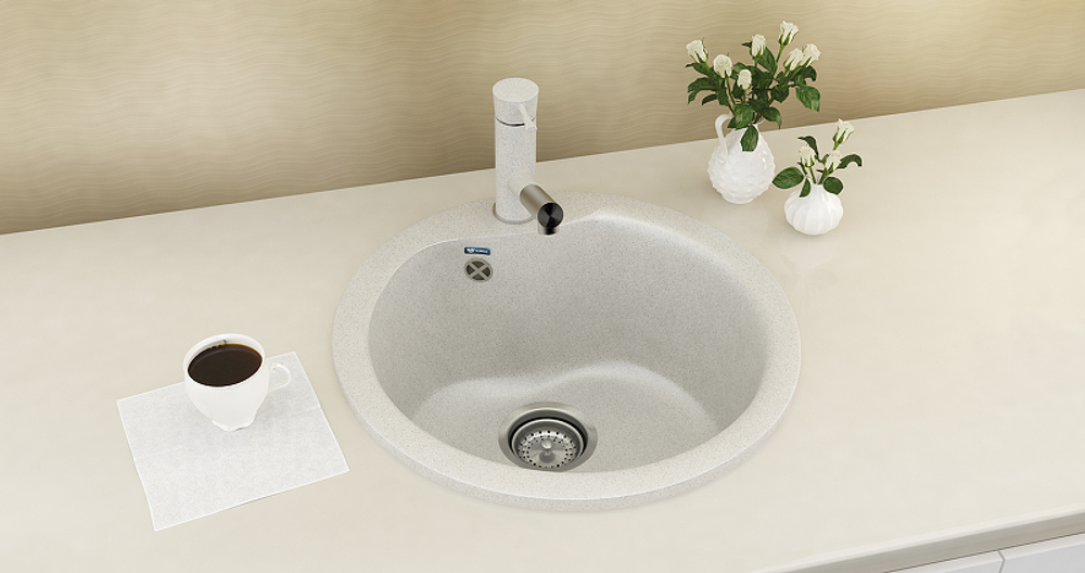 МОЙКА ULGRAN КРУГЛАЯ КЕРАМОГРАНИТ U-102 ПЕСОК 302