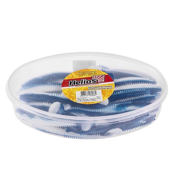 Виброхвост несъедоб. Shaggy 5,12/13 см Blue Sparkles &amp; White 50шт. (HS-18-026-N) Helios