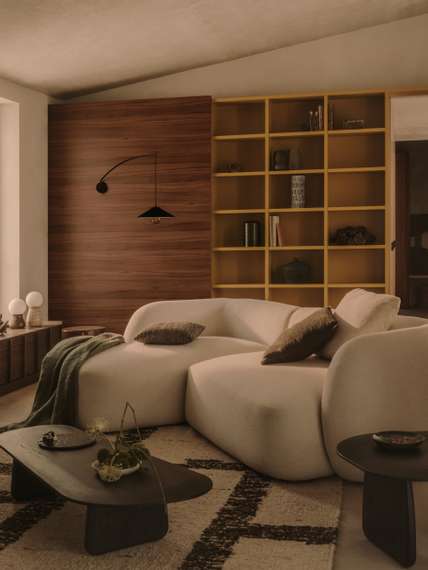 Модульный диван Martina 3-местный с левым шезлонгом, цвет экрю, 287 см