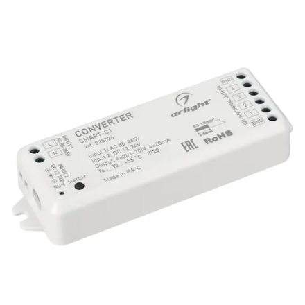 Конвертер SMART-C1 (12V, RF-0/1-10V, 2.4G) (Arlight, IP20 Пластик, 5 лет) 025036