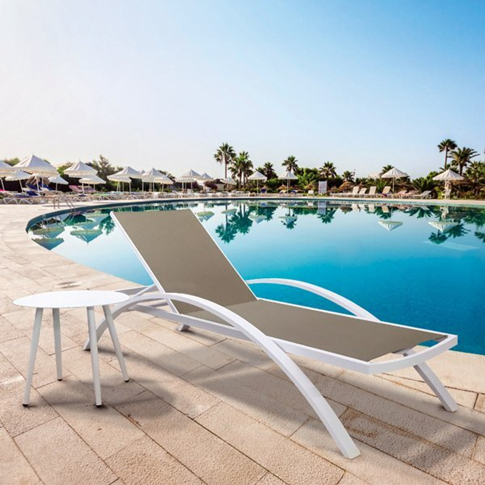 Шезлонг металлический Felicita Oliver, белый, тортора