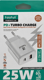 Зарядное устройство FaizFull FC146 PD25W+TC25W 3A Type-C+USB, цвет: White