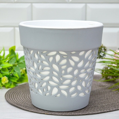 Кашпо Блоссом 3,5л, серый жемчуг/белый