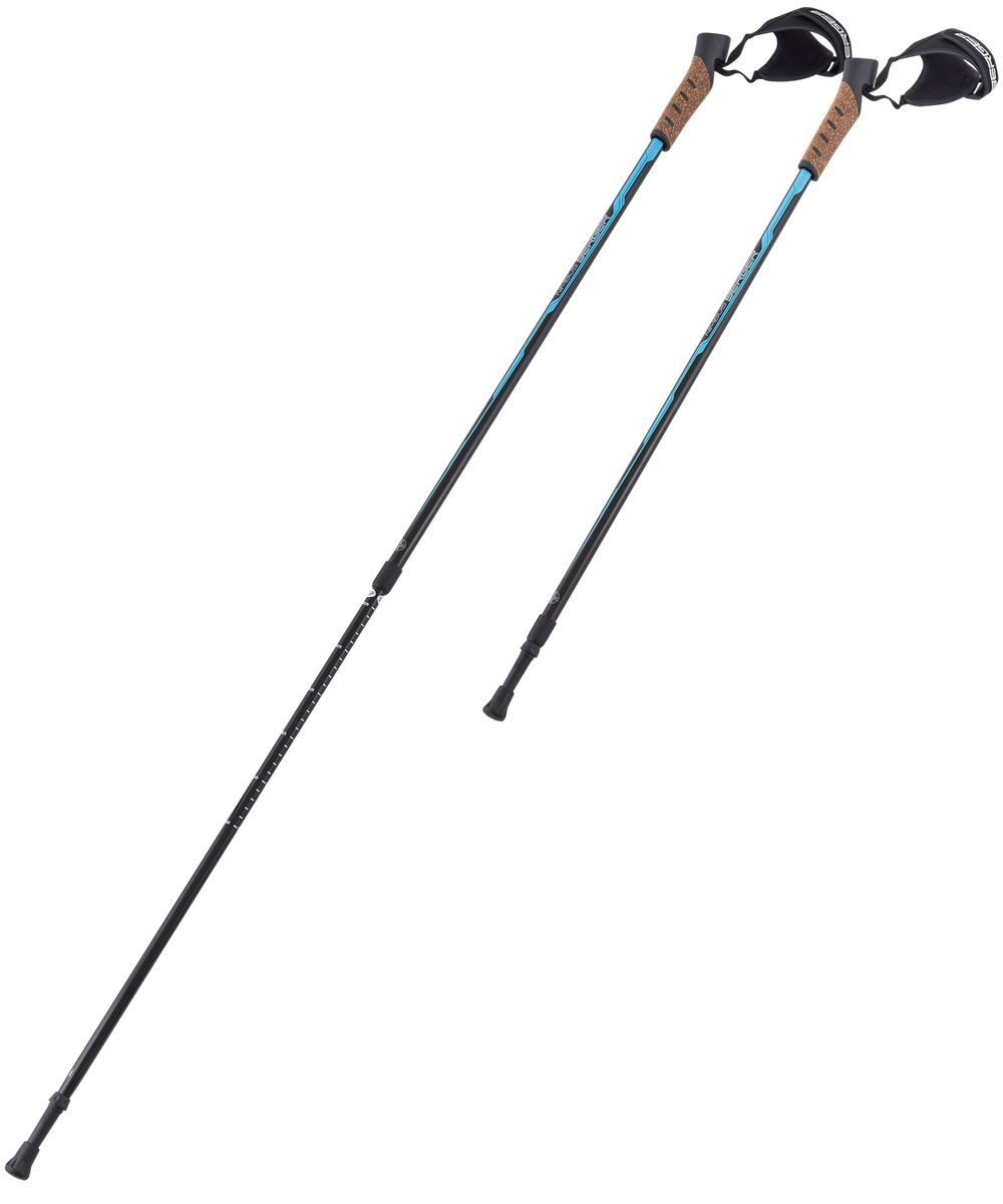 Скандинавские палки Nimbus, 77-135 см, 2-секционные, черный/голубой