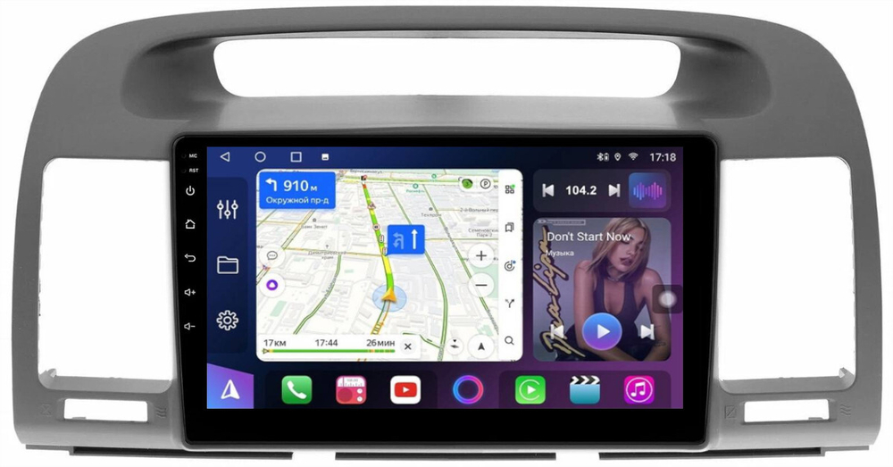 Магнитола Toyota Camry 30 2001-2006 (рамка графитовая) - FarCar BM3020M монитор 9" QLED на Android 13, ТОП процессор, 4Гб+32Гб, CarPlay, 4G SIM-слот