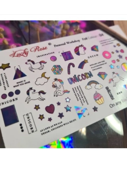 Lucky Rose Слайдеры наклейки для длинных ногтей Foil 084
