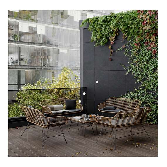 Кушетка Vetle Bent, 125х68 см, светлый ротанг