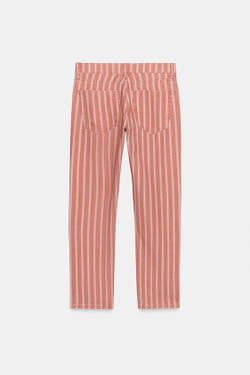 ZARA ДЖИНСЫ SLIM СО СРЕДНЕЙ ПОСАДКОЙ И ПОЛОСКАМИ — ZW COLLECTION, КОРАЛЛОВЫЙ