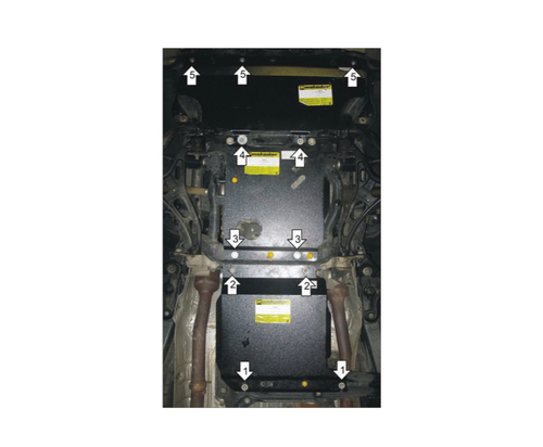 Усиленная защита Motodor картера двигателя, переднего дифференциала, кпп, радиатора. 3 мм, сталь. для Jeep Grand Cherokee 2010-2013 арт.15205