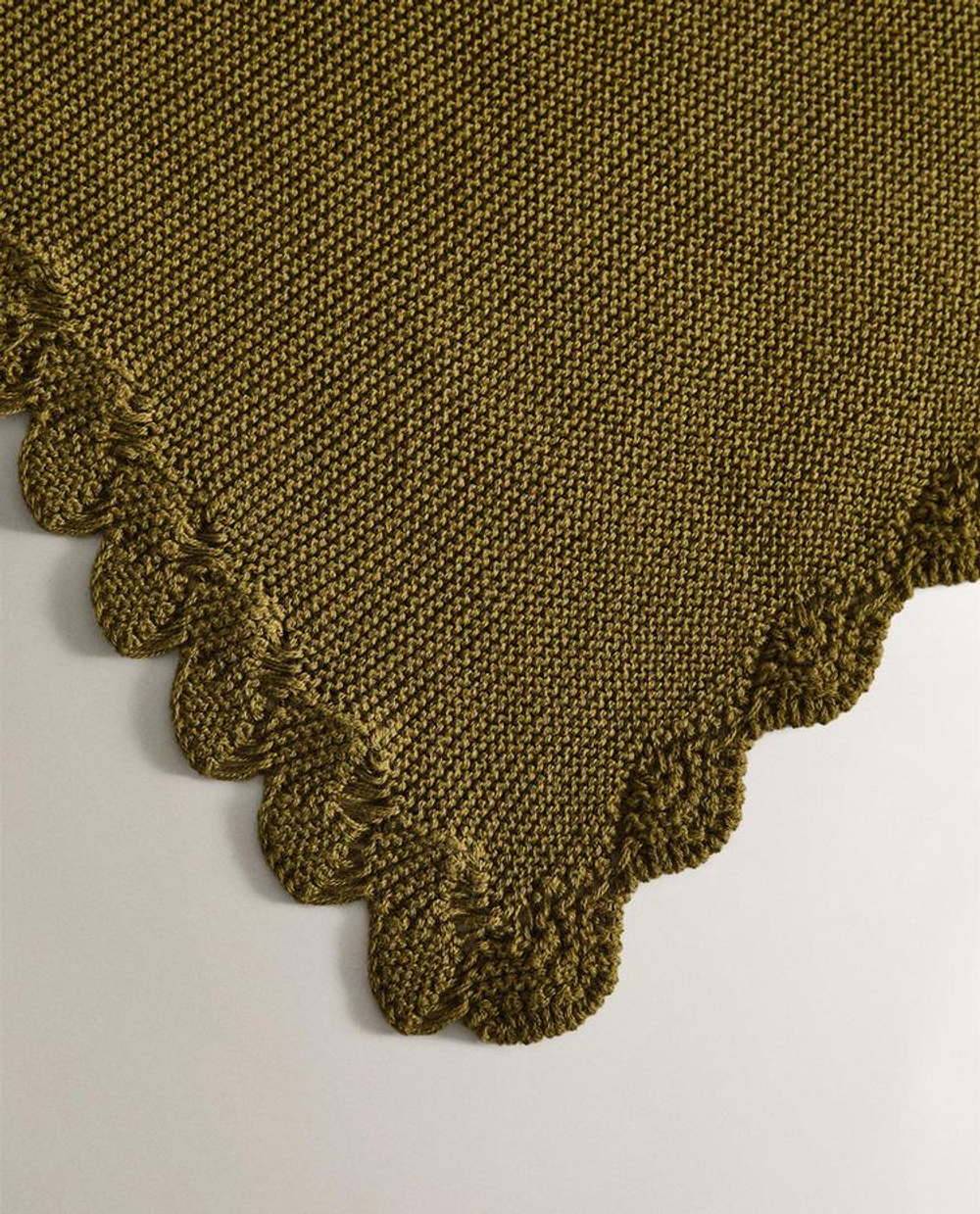 ZARA HOME ДЕТСКИЙ ПЛЕД С КРУЖЕВНОЙ КАЙМОЙ, ЗЕЛЕНЫЙ