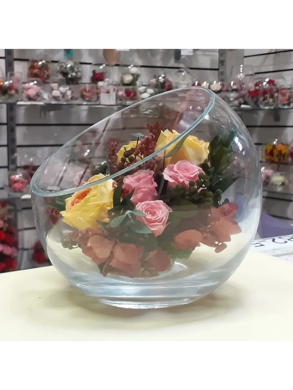 натуральные цветы в стекле, вакуум