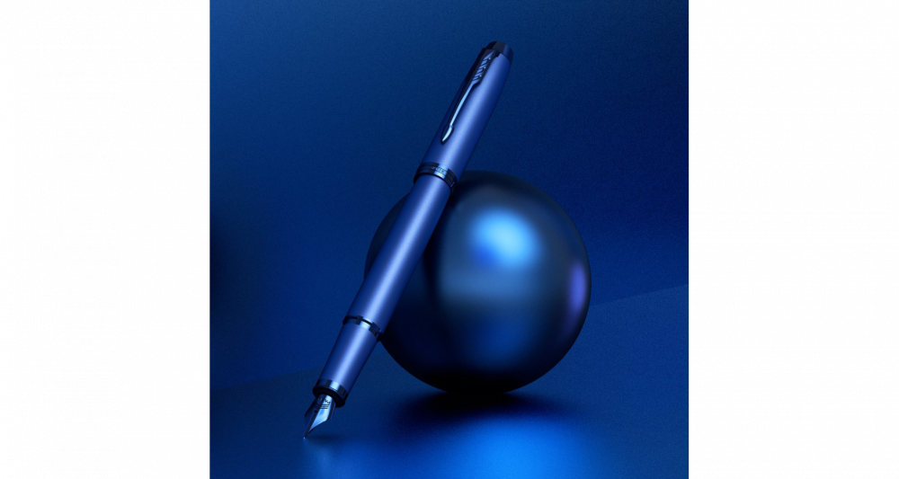 Перьевая ручка Parker IM Monochrome Blue, перо:F, цвет чернил: blue, в подарочной упаковке.