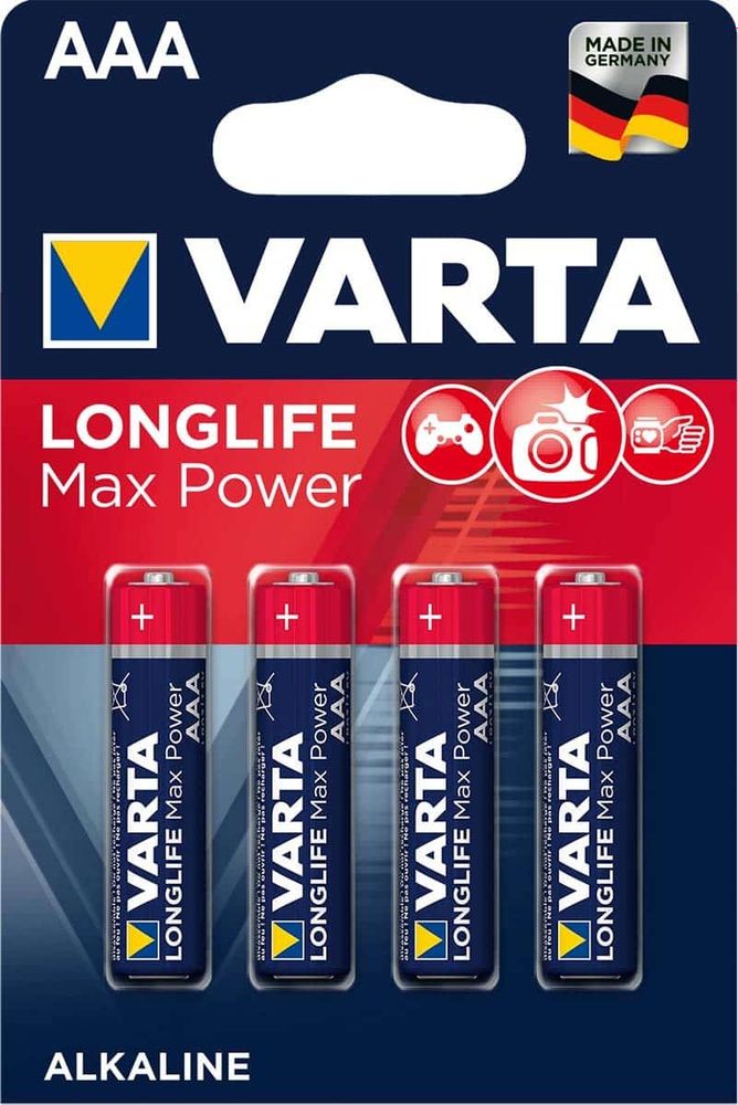 Батарейка щелочная VARTA LR03 (AAA) LongLife Max Power (4 шт.)