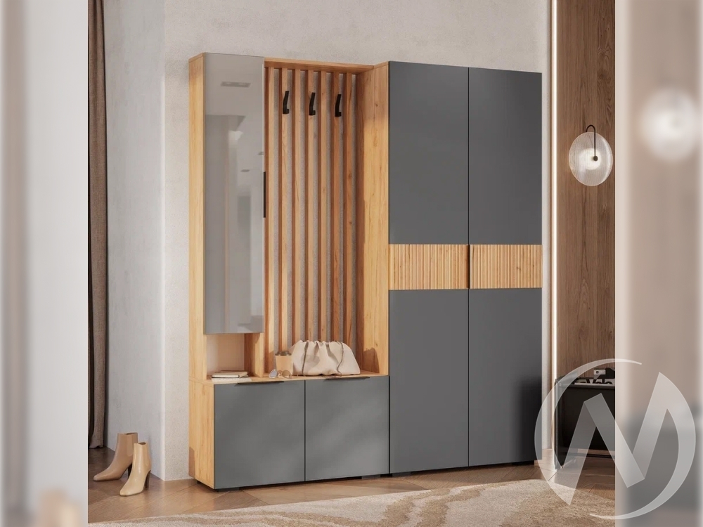 Прихожая "Сандра" (крафт/графит; тортуга (M-27) Комплектация 4