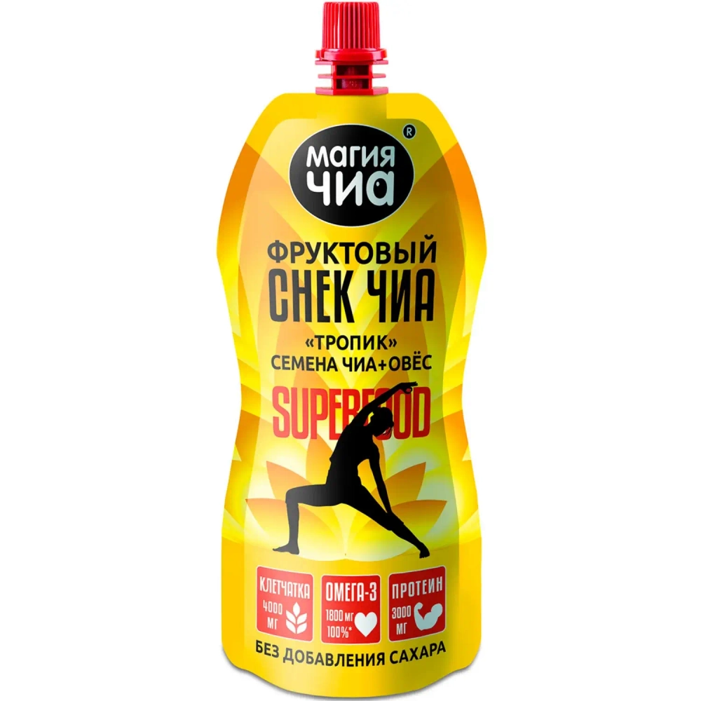 Фруктовый снек Чиа Тропик МАГИЯ ЧИА, 200 г, упаковка спереди