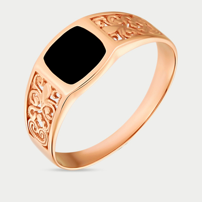 Мужское кольцо из розового золота 585 пробы с эмалью (арт. 4161эс10)