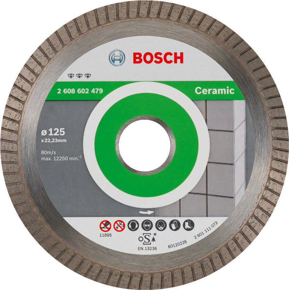Алмазный отрезной круг Best for Ceramic Extra-Clean Turbo 125x22,23x1,4x7 мм 2608602479