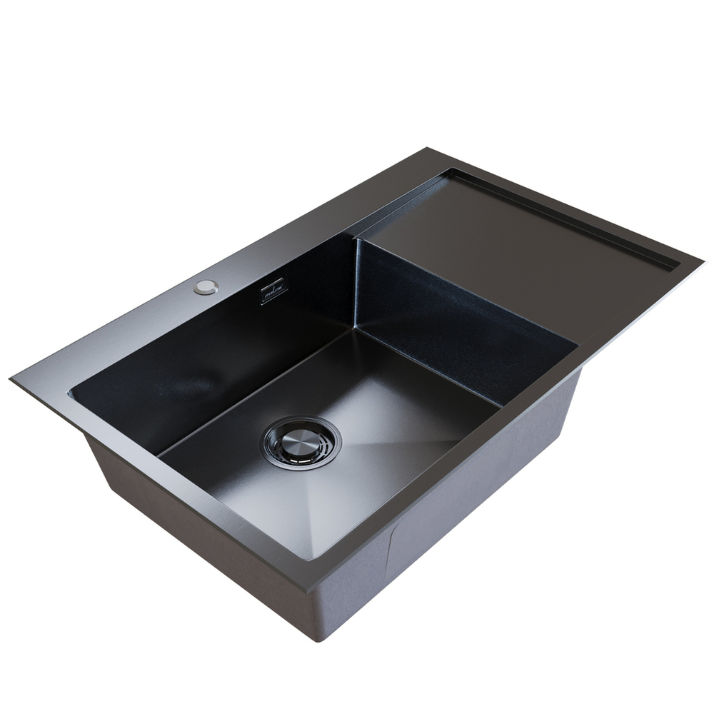 Мойка настол.монтаж 78х50 (3,0) лев. вып 3 1/2  MIXLINE PRO с ФАСКОЙ 20см с сифоном (черный графит)