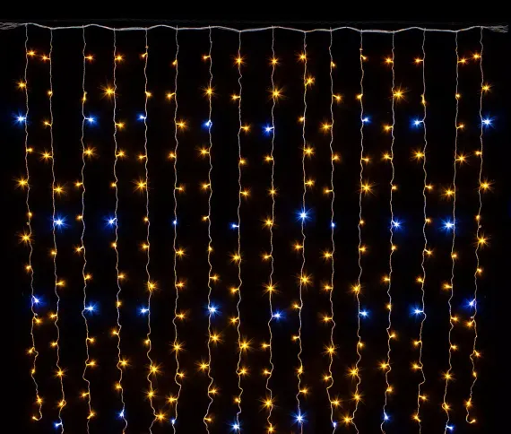Занавес с мерцающим диодом 2*2 м., 220V, 240 желтых LED ламп, прозрачный провод, Winner Light (Y.03.5T.240+)