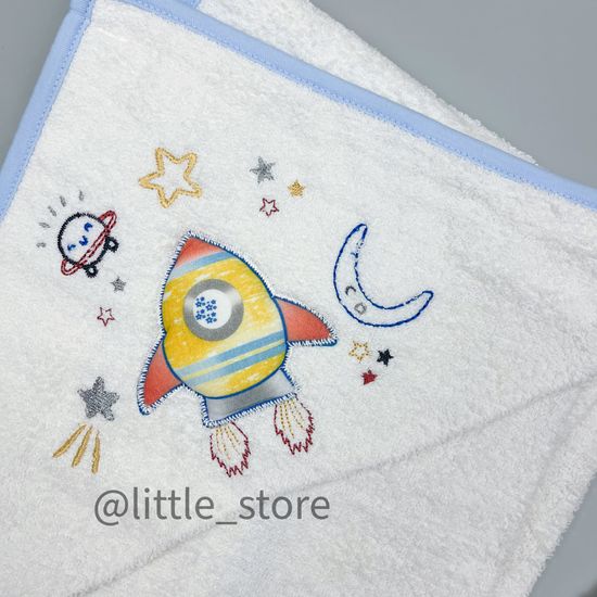 Полотенце махровое "Ракета" голубое