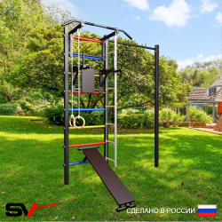 Уличная шведская стенка Sv Sport с комплектом турник прямой У420 (Турник/Брусья/Скамья/Канат/кольца/лестница)