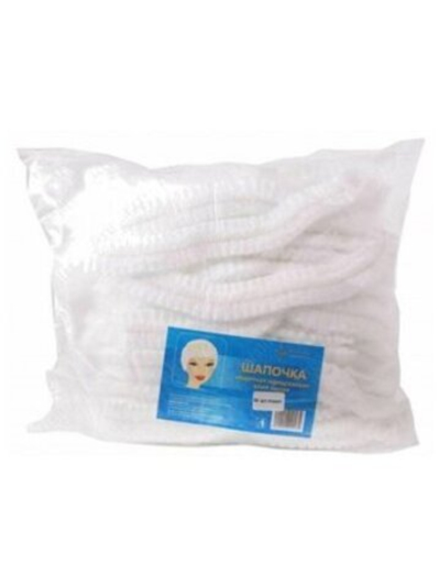 Шапочка-клип White line нетканый материал белая 50 шт пачка