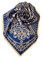 Платок «Жемчужное шитье» 100% шелк, сапфир