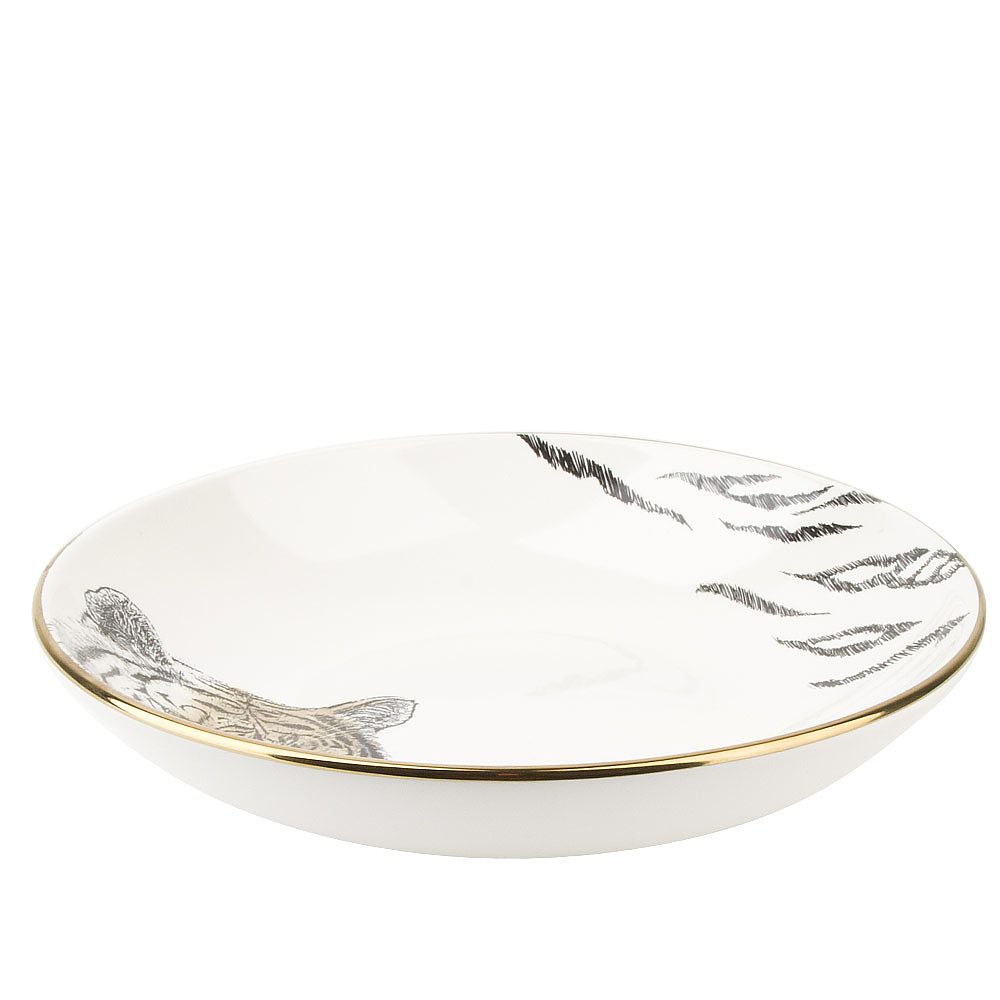 Тарелка (с элементами золота) "Саванна/Тигр" 20*20*4см. (min6) (транспортная упаковка)