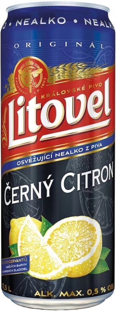 Пиво Литовел Черний Цитрон Неалко / Litovel Cerny Citron Nealko 0.5 - банка