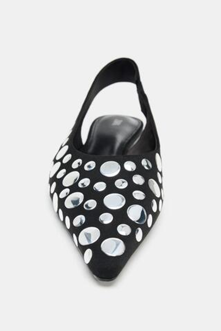ZARA ТУФЛИ-МЮЛИ С ЗАКЛЕПКАМИ, ЧЕРНЫЙ