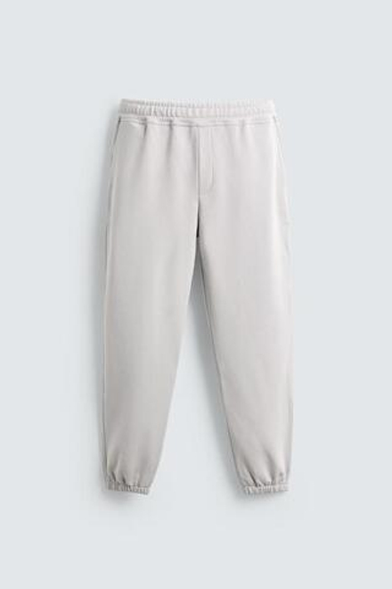 ZARA БАЗОВЫЕ БРЮКИ-ДЖОГГЕРЫ, ЖЕМЧУЖНО-СЕРЫЙ