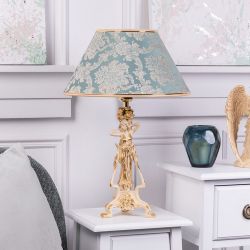 Настольная лампа Флора Айвори с абажуром №38 Vatican (Ватикан) Аквамарин