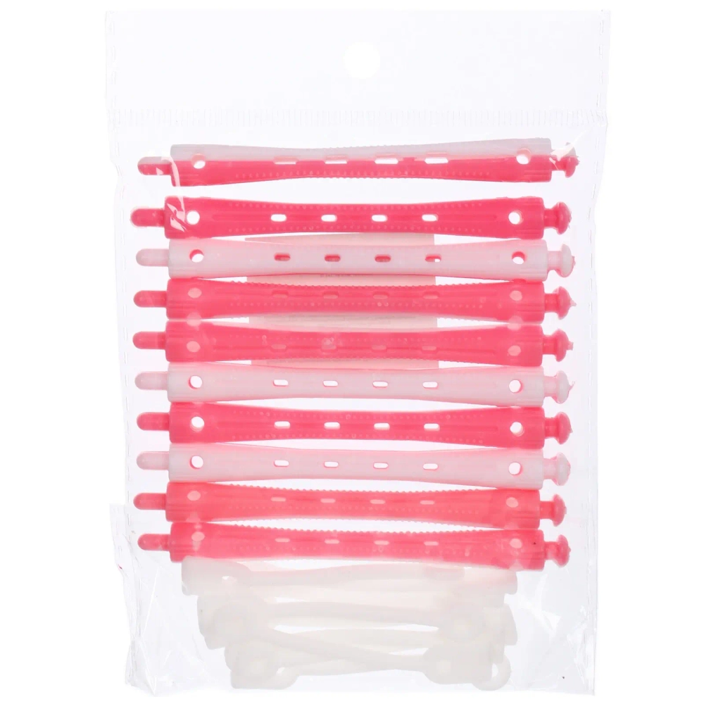 Бигуди пластмассовые-коклюшки 10шт, d=8мм (белый-розовый)