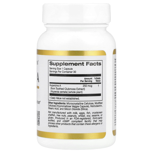 California Gold Nutrition, гуперзин А, 250 мкг, 30 растительных капсул