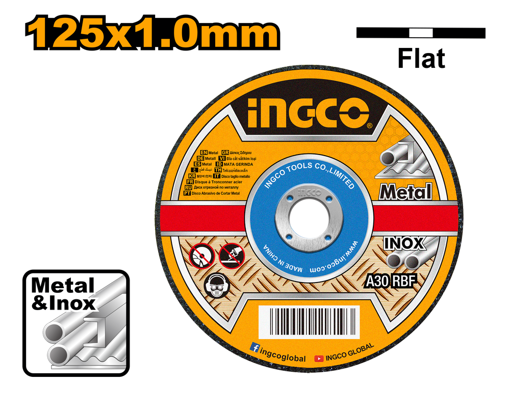 Круг отрезной по металлу INGCO MCD101251 125x1x22.2 мм Metal/Inox