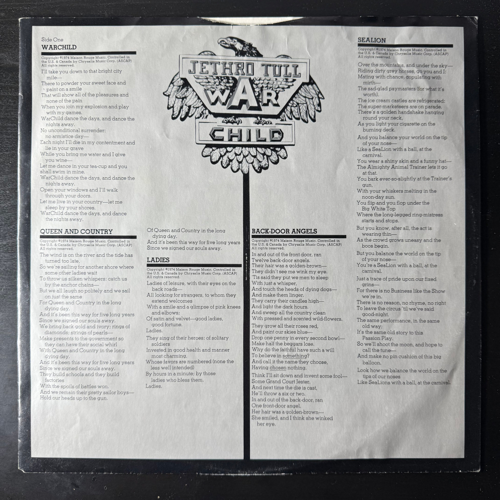 Виниловая пластинка Jethro Tull ‎– War Child LP