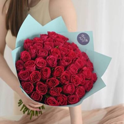 Розы розовые 40 см (Premium) 51 шт