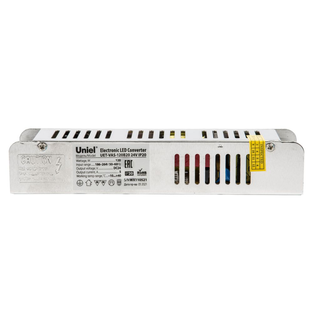 UET-VAS-120B20 24V IP20 Блок питания. 120Вт. Металлический корпус. TM Uniel
