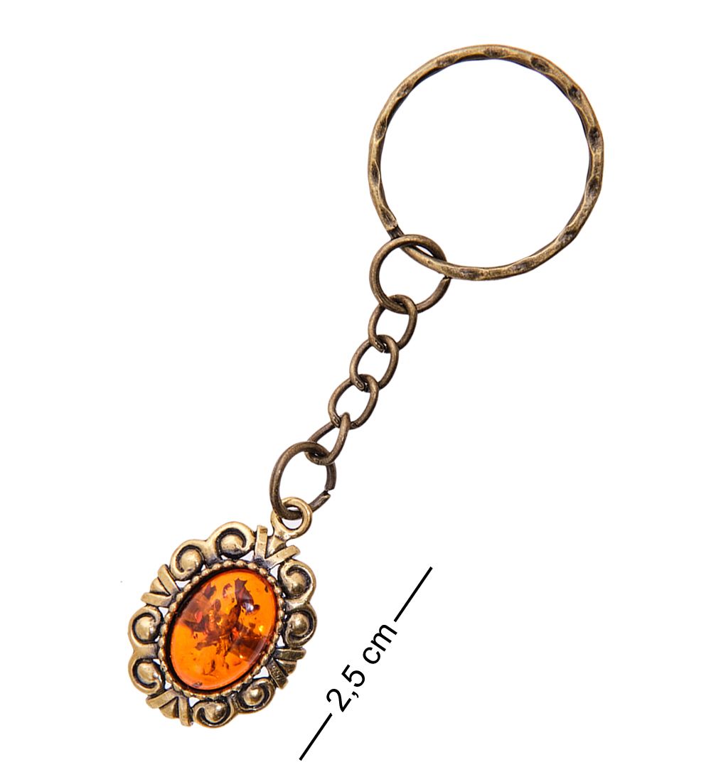 AM-3479 Брелок «Ажурный» (латунь, янтарь)