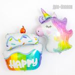 Шар (30''/76 см) Фигура, Голова, Сверкающий Единорог, Голография, 1 шт.