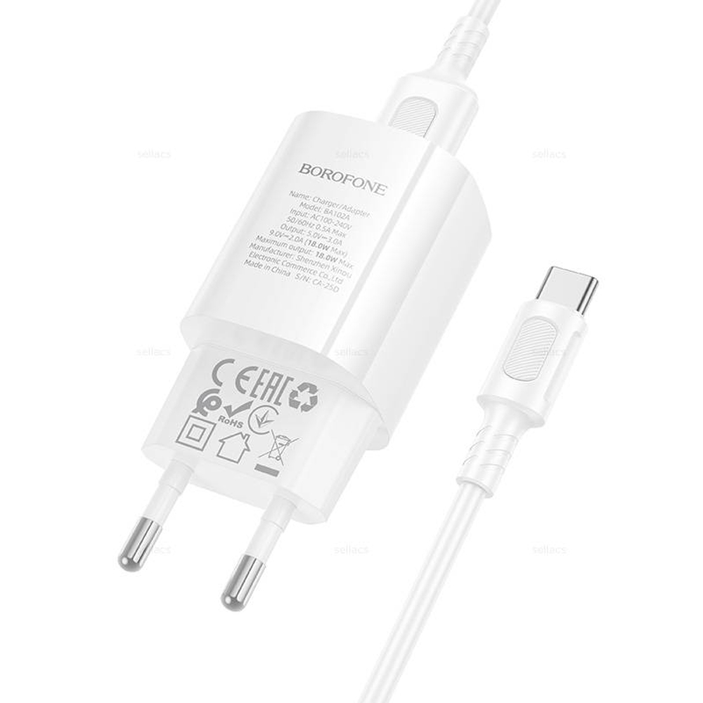 Зарядное устройство на Type-C QC3.0 Borofone BA102A (white)