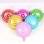 Шар (18"/46 см) Круг, Леденец Спираль, Розовый