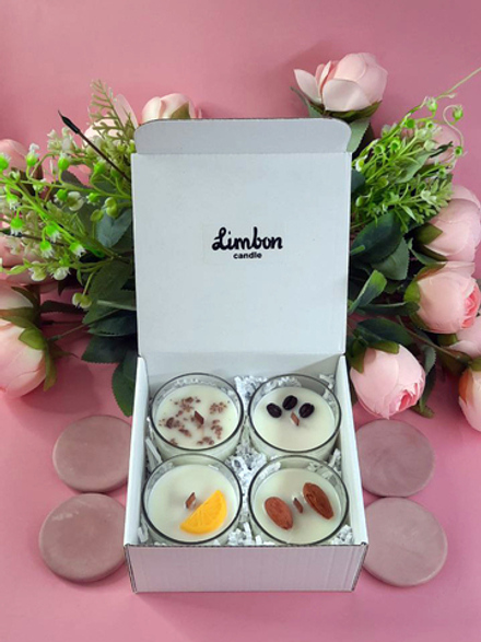 Набор ароматических соевых свечей с декором, 4 шт.