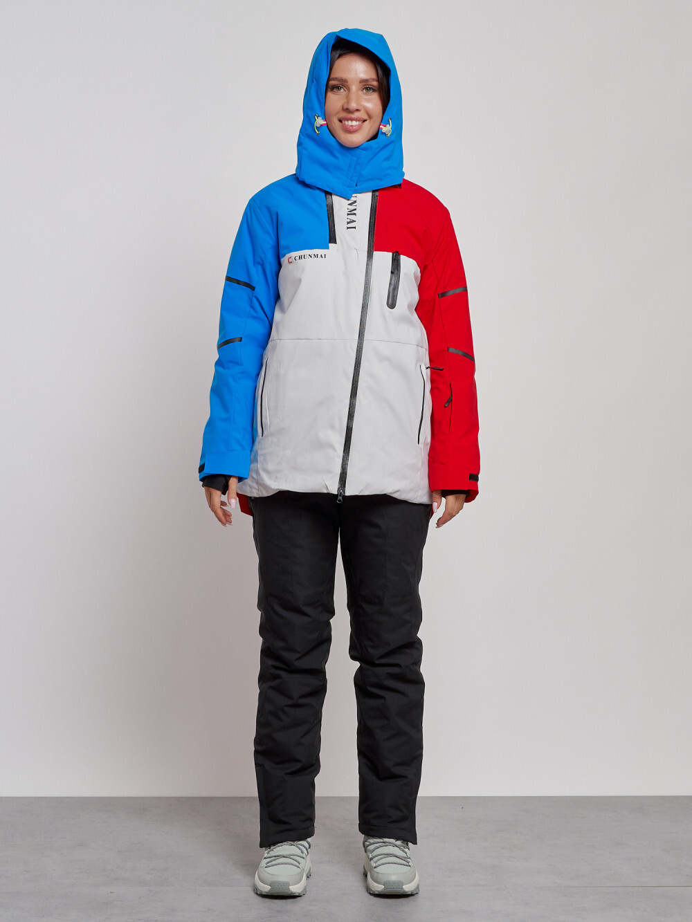 Горнолыжный костюм женский зимний красного цвета 02322Kr