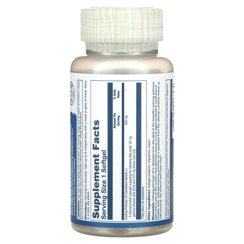 Solaray, Масло примулы вечерней растительного происхождения, 500 мг, 90 мягких таблеток